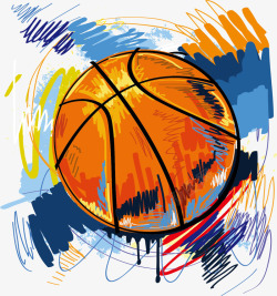 手绘篮球彩绘矢量图素材