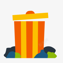 条纹垃圾桶橙色条纹垃圾桶高清图片