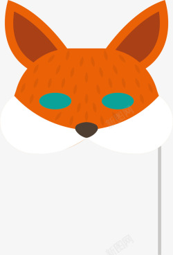 橙色卡通狐狸面具素材