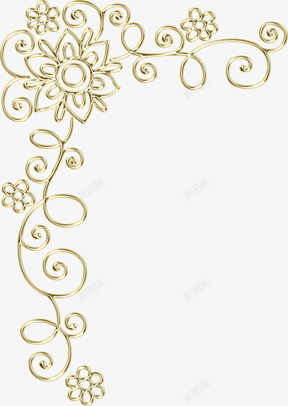 花朵图案条纹装饰png免抠素材_88icon https://88icon.com 条纹 花朵 装饰 金色