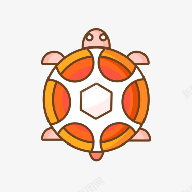 手绘卡通羊橙色手绘圆环乌龟元素图标图标
