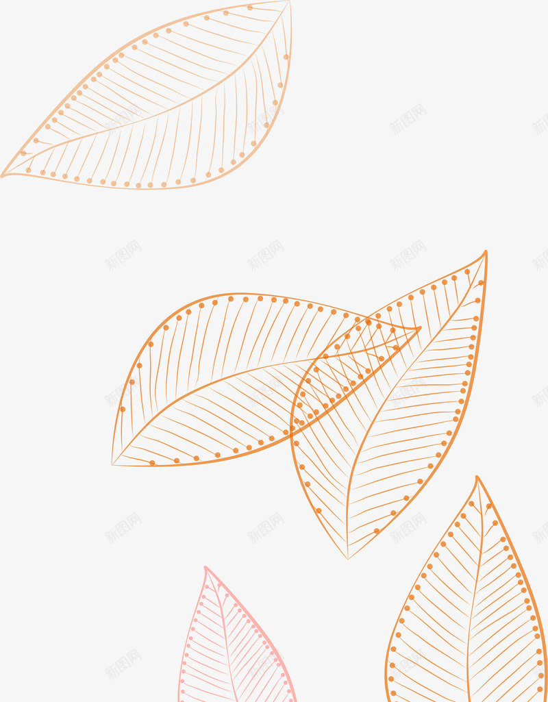 橙色简约线条树叶装饰图案png免抠素材_88icon https://88icon.com 免抠PNG 树叶 橙色 简约 线条 装饰图案