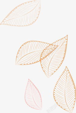 橙色简约线条树叶装饰图案素材
