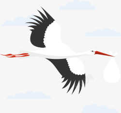 一只白色飞翔的白鹤矢量图素材