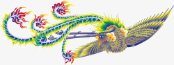 彩色凤凰中国风彩绘矢量图素材