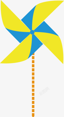 蓝黄相加的风车矢量图素材