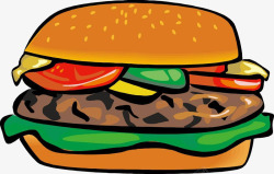 汉堡侧面彩绘简笔画食物素材