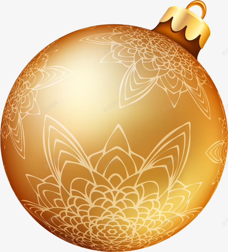 金色闪耀花朵圣诞球png免抠素材_88icon https://88icon.com Christmas Merry 圣诞快乐 圣诞球 圣诞节 装饰图案 金色彩球