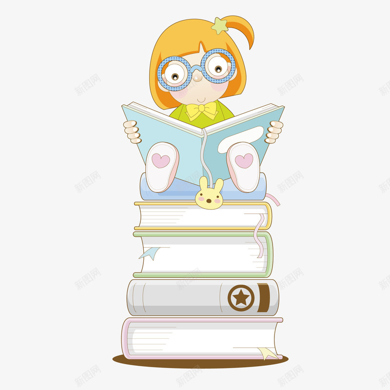 在书本上看书的人物png免抠素材_88icon https://88icon.com 世界读书日 儿童生活节 学习 小女孩 阅读 阅读改变人生