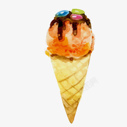 水彩绘彩色冰淇淋素材
