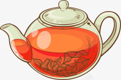 橙色简约茶壶装饰图案素材