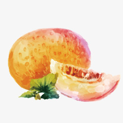 卡通彩绘油画桃子水果矢量图素材