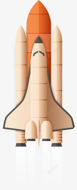 橙色卡通火箭素材
