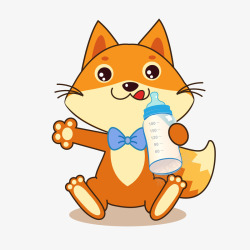 卡通可爱喝奶的小狐狸矢量图素材