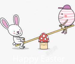 复活节兔子彩蛋跷跷板矢量图素材