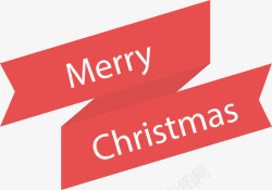 红色圣诞快乐横幅标签素材
