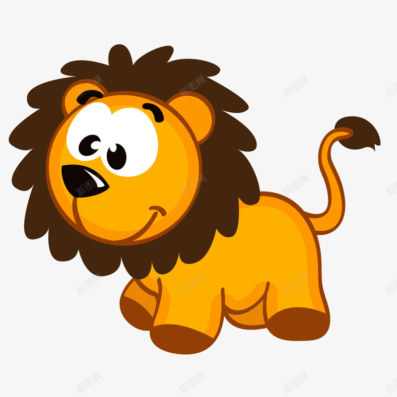 卡通橙色的小狮子矢量图ai免抠素材_88icon https://88icon.com 动物设计 卡通 尾巴 森林 橙色 狮子 矢量图