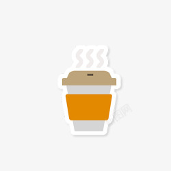 橙色吸管纸杯咖啡热饮高清图片