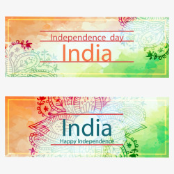 印度独立日水彩横幅素材