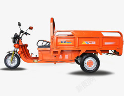 实物橙色电动三轮运货车素材