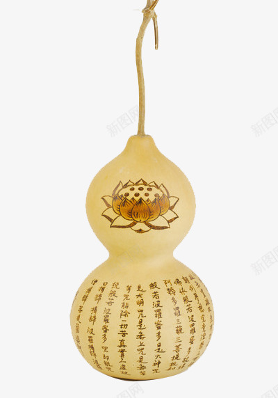 莲花图案葫芦png免抠素材_88icon https://88icon.com 实物 工艺品 手工彩绘 果实