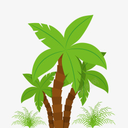 卡通绿色的椰子树素材