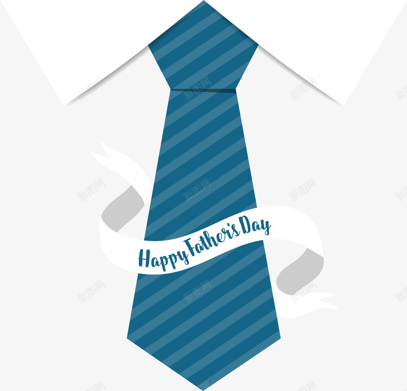 蓝色条纹领带png免抠素材_88icon https://88icon.com 条纹领带 父亲节 白衬衫领子 矢量素材 领带