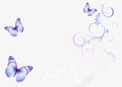 卡通紫色飞翔蝴蝶花纹矢量图素材