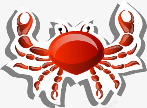 海底的生物卡通海底生物红色螃蟹图标图标