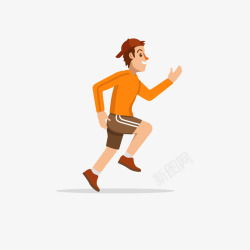 橙色奔跑的卡通运动男性矢量图素材