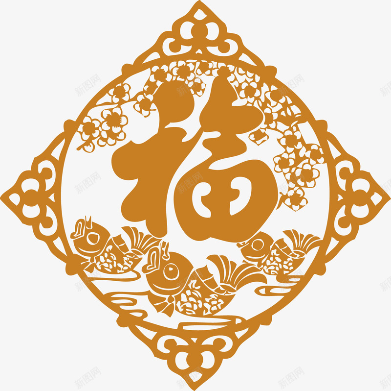 橙色中国风福字装饰图案png免抠素材_88icon https://88icon.com 中国风 免抠PNG 橙色 福字 装饰图案