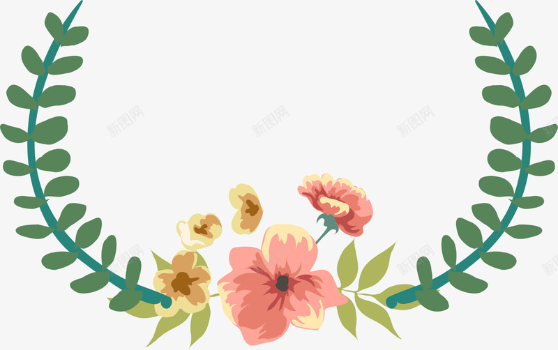 绿色花朵框架png免抠素材_88icon https://88icon.com 树藤花纹 植物框架 水彩花朵 线条藤蔓 绿色花朵 装饰图案