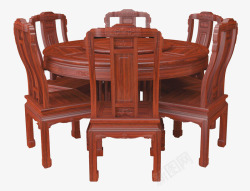 中国传统红酸枝餐桌七件套素材