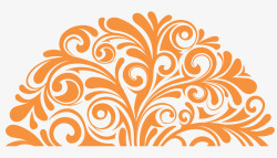 橙色简约花藤装饰图案素材