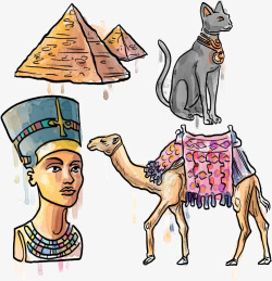4款彩绘埃及元素矢量图素材