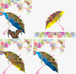 潮流雨伞花纹背景矢量图素材
