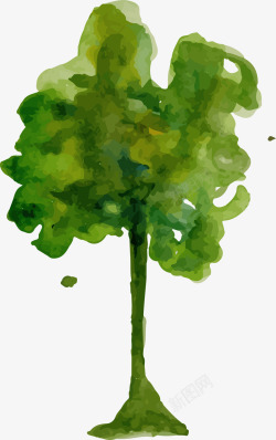 卡通水彩绿树矢量图素材