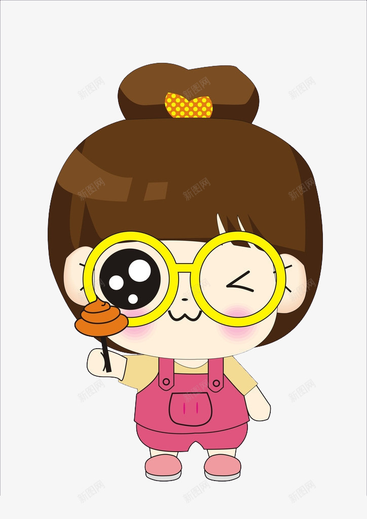 戴黄色眼镜的卡通小女孩png免抠素材_88icon https://88icon.com 亮晶晶的眼睛 卡通 大眼睛 小女孩 黄色眼镜