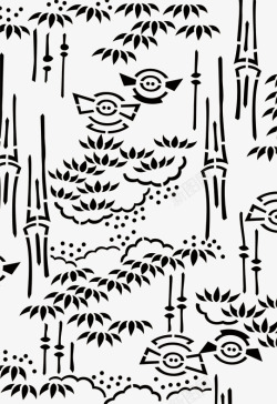 卡通手绘竹林中飞翔的小猪素材