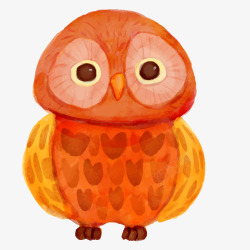水彩绘可爱橙色猫头鹰矢量图素材