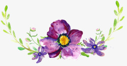 手绘紫色清新花卉花草素材