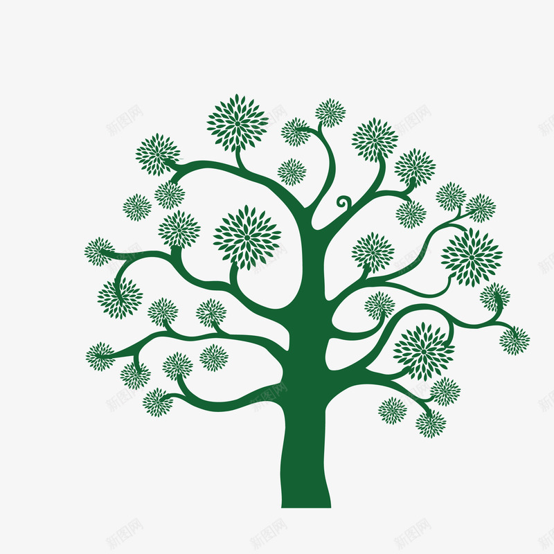绿色卡通智慧树简图png免抠素材_88icon https://88icon.com 卡通 叶子 手绘图 智慧树 枝干 树木 绿叶