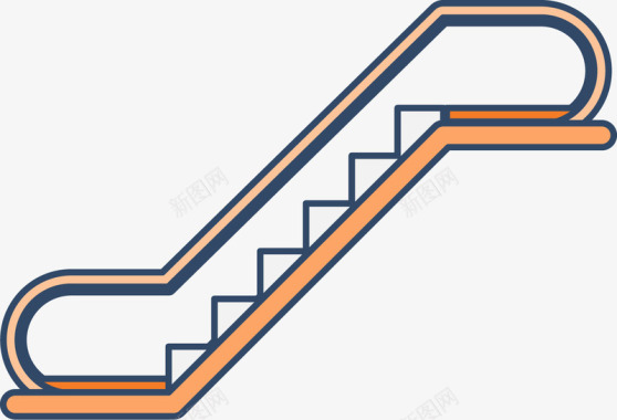 阶梯红地毯橙色自动扶梯矢量图图标图标