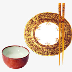 一套餐具碟子碗和筷子素材