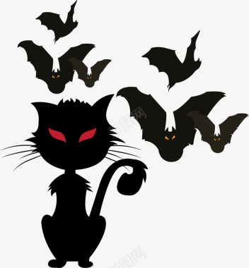飞翔万圣节黑色猫咪图标图标