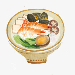海鲜汤手绘画片素材