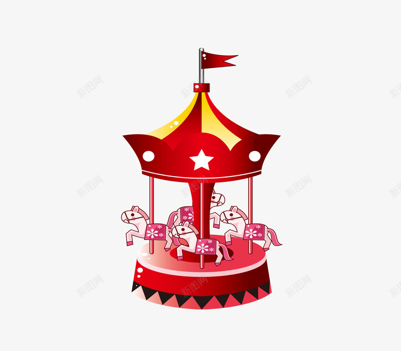 旋转木马png免抠素材_88icon https://88icon.com 旋转木马 游乐器材 游乐场