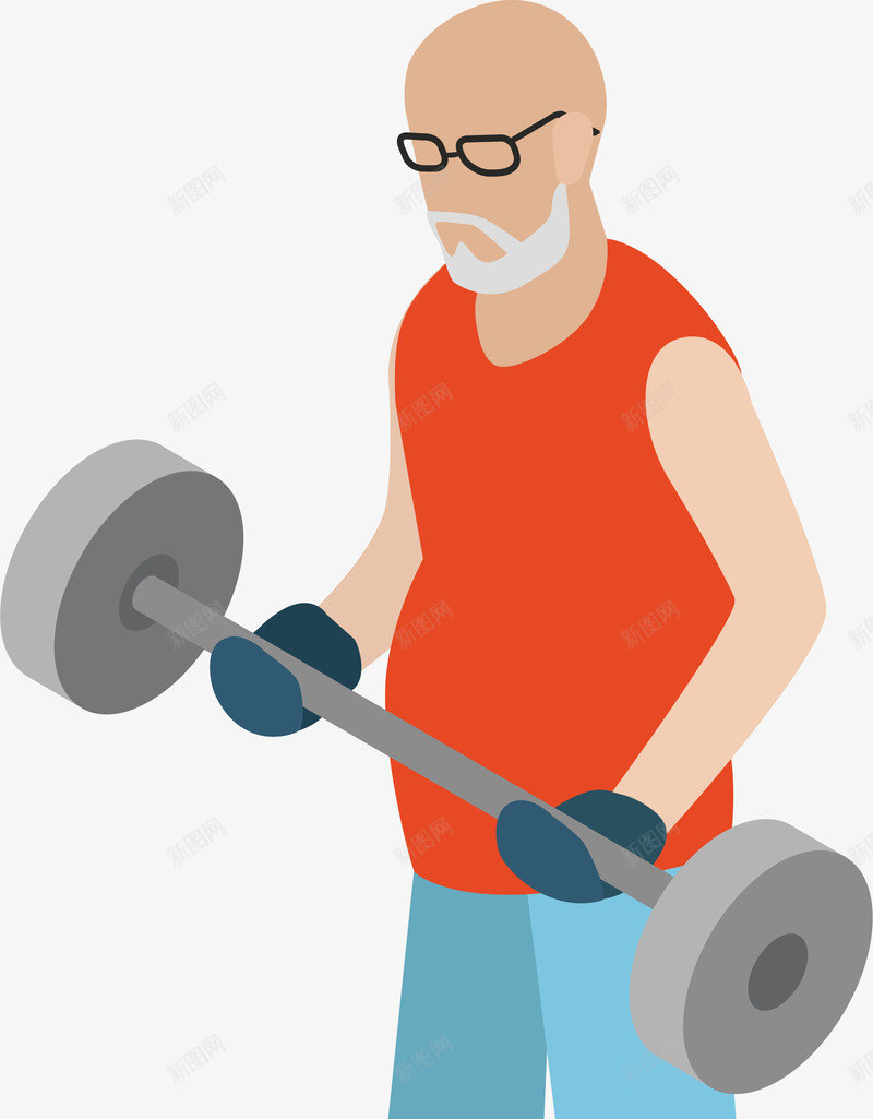 老爷爷举杠铃png免抠素材_88icon https://88icon.com 举杠铃 卡通老人 日常生活 矢量图案 老爷爷 锻炼
