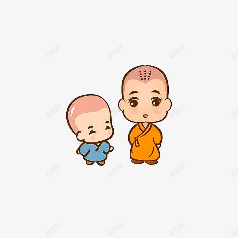 小和尚和师傅png免抠素材_88icon https://88icon.com 卡通手绘 彩绘插图 手绘小和尚