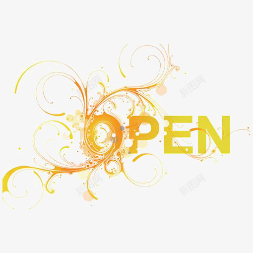 打开英文艺术字png免抠素材_88icon https://88icon.com OPEN 创意 开放 文字排版 橙色花纹 英文字体设计 英文字装饰 通用英文艺术字